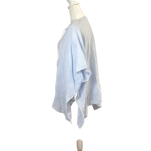 Banana Republic Cotton Boho Coastal Swim Cover Poncho Kaftan Coverup Blue Sz S/M - Picture 5 of 11